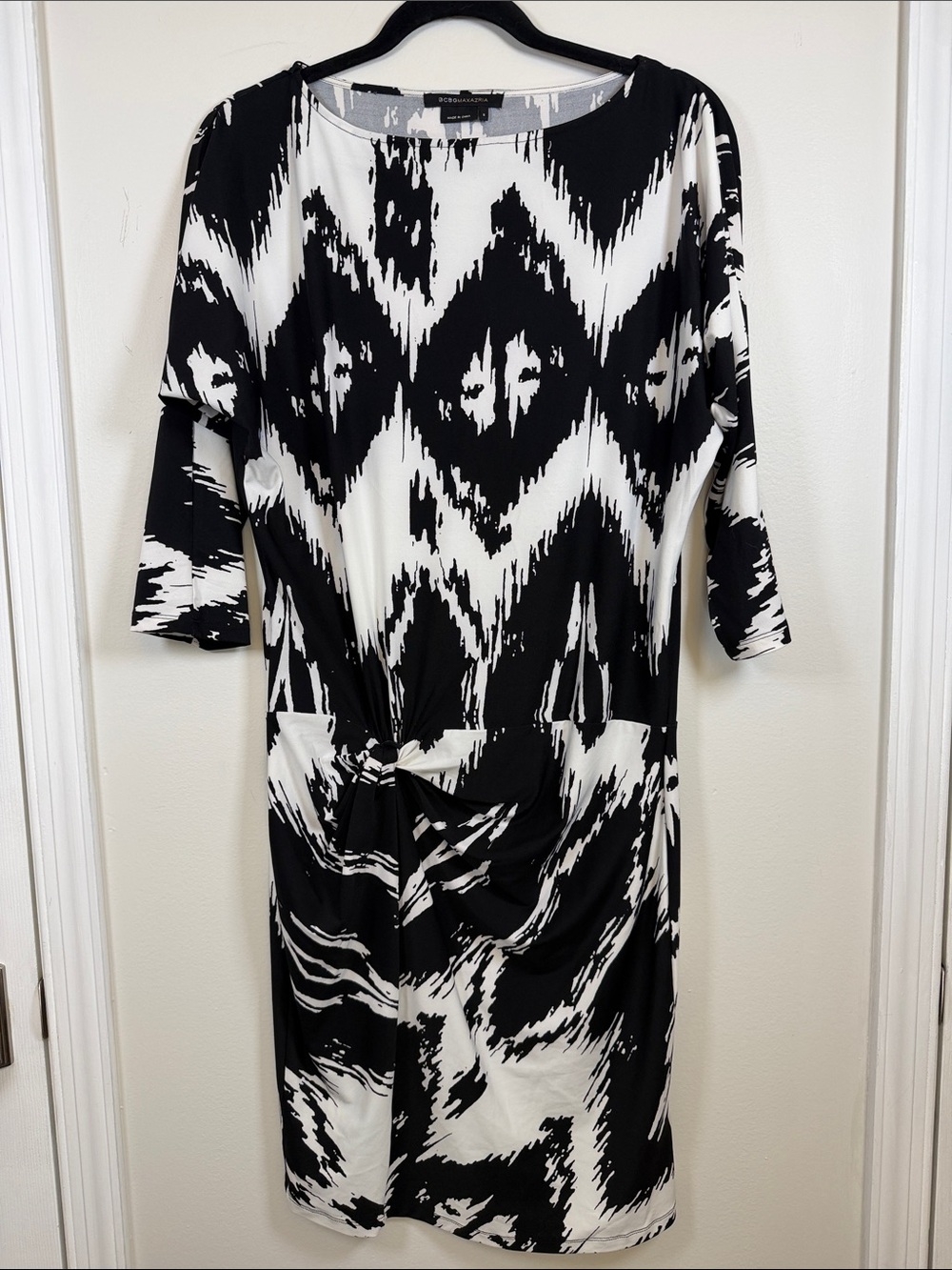 BCBGMAXAZRIA Black White Abstract Print Mini Dress Size S Office Travel